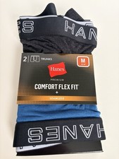 Hanes Boxer Briefs Mens M Medium 32-34 2 Pack Trunks Blue Black Comfort Flex New
