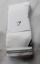 Gymshark Unisex Mid Running Cushioned Logo Crew Socks ZG3 White Medium NWT