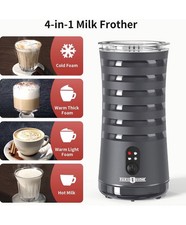 Paris Rhone Milk Frother 4in1, Hot & Cold Milk Steamer w/Temp Control Grey
