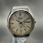 Seiko QT Watch Men 36mm Silver Dial Silver Tone Daydate 3803-7110 New Battery