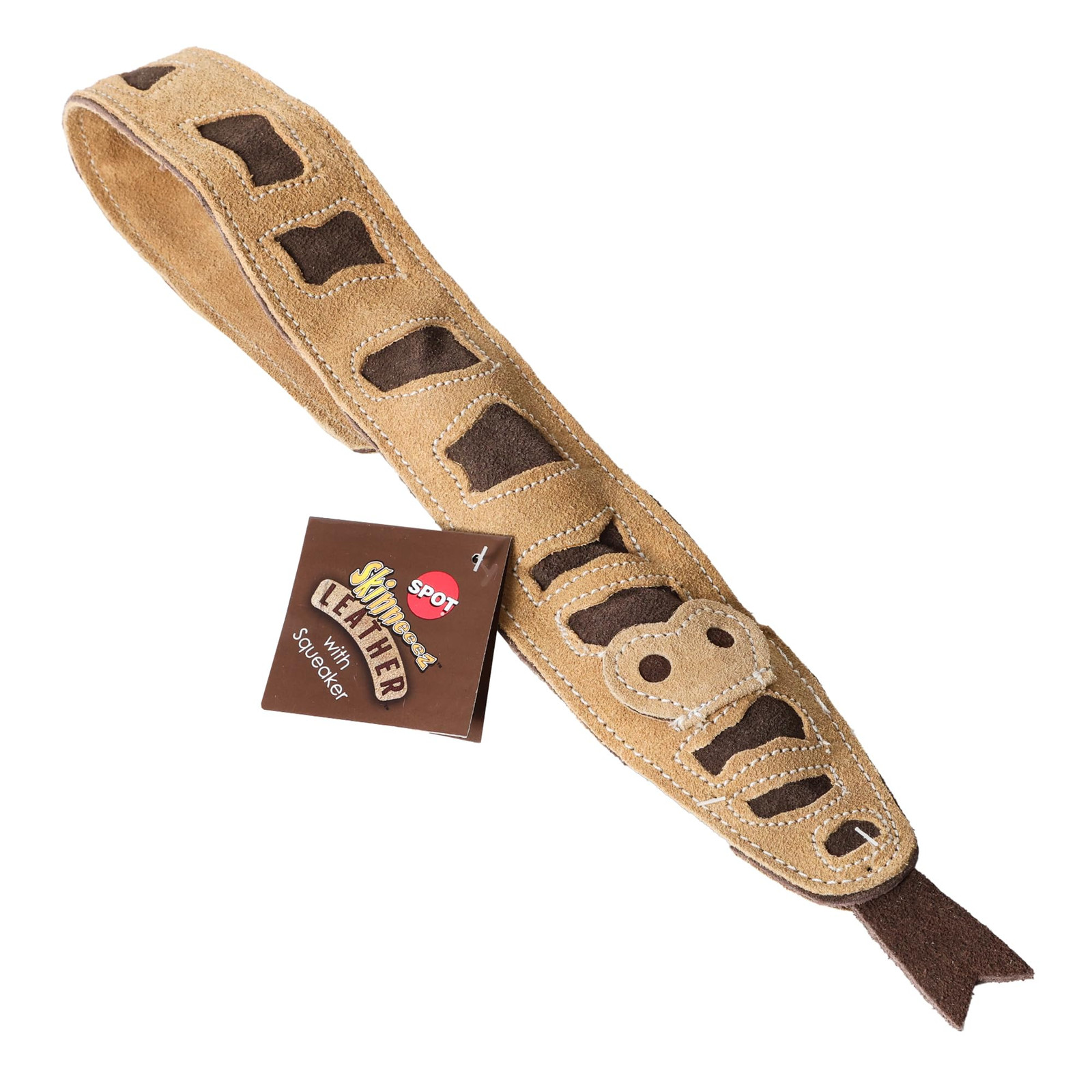 Skineeez Leather Snake - Stuffingless Dog Toy Made From Real Leather with 4 S...