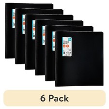 Round Ring Binder 6 Pack Black Poly Standard 1 Inch Capacity