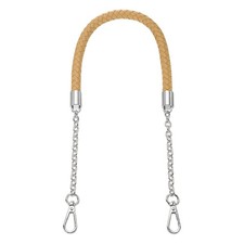 62cm/24.4" PU Leather Braided Purse Strap Apricot, Silver Buckle 
