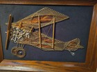 Vintage copper String  nut n bolt Art n Board Airplane Biplane Aviation Art Disp — photo 2