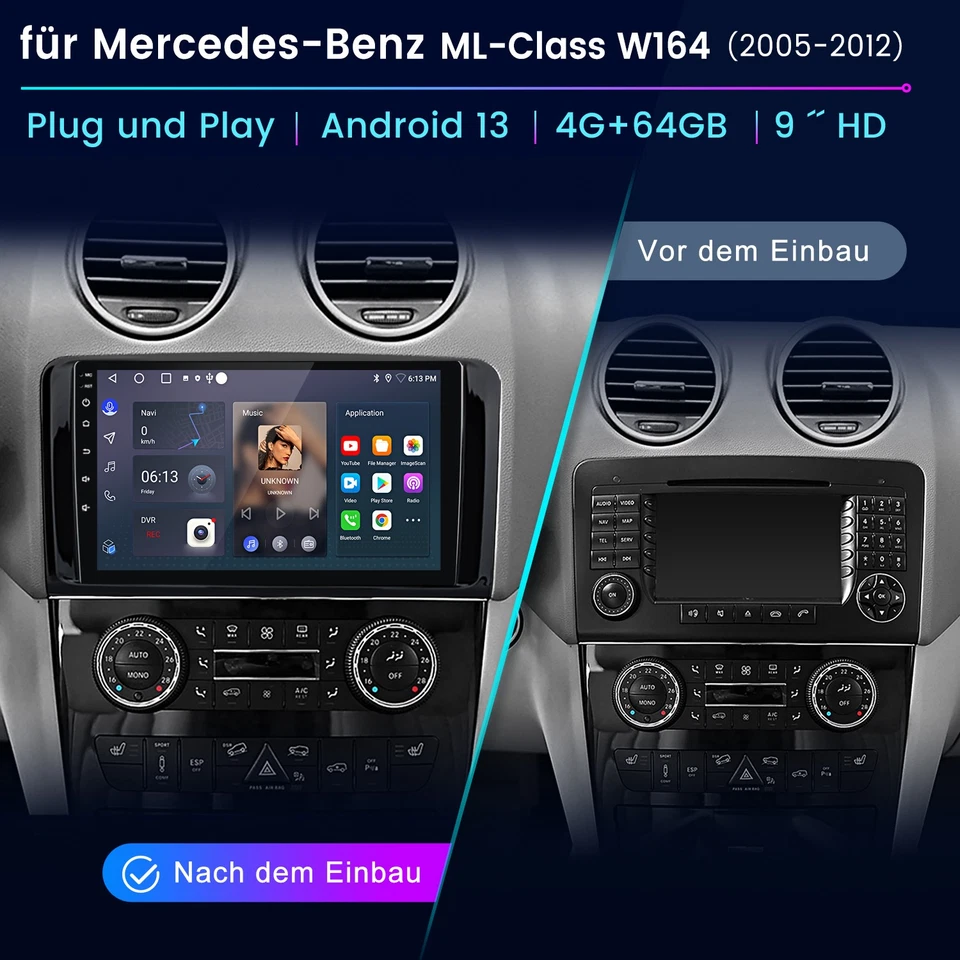 For Mercedes Benz ML/GL Class W164 X164 Carplay Android 14 Car Stereo GPS Sat Nav - Image 2 of 4