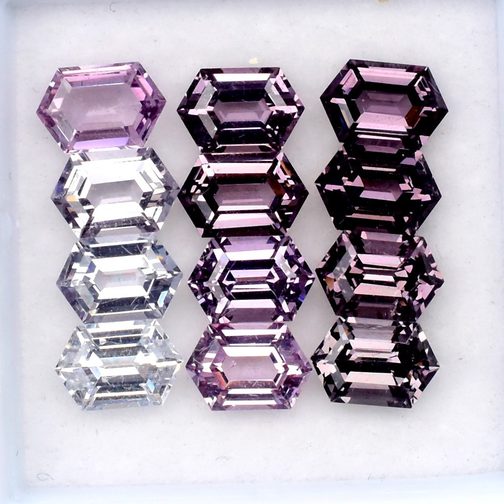 💎 12pcs Lot 6.17ct t.w VS-IF Hexagon Natural Multi Color Spinel - Burma Gems