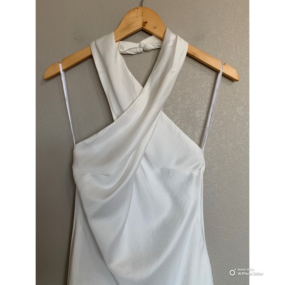 Lulus Beyond Classy White Satin Halter Midi Dress Size Large NWT | eBay