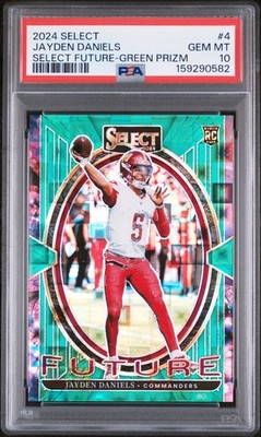 2024 PANINI SELECT SELECT FUTURE GREEN PRIZM #4 JAYDEN DANIELS 5/5 PSA 10