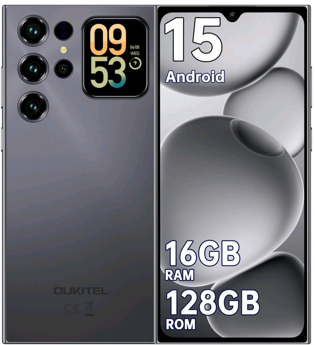 OUKITEL C62 Dual Screen Smartphone Unlocked, 16GB RAM 128GB ROM