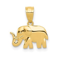 10K Yellow Gold Polished Elephant Pendant
