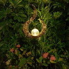 Solar Garden LED Lights Outdoor Metal Decor Stake Light Crackle Glass Globe NN