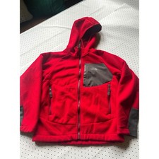 The North Face Boys Red Sherpa Lined Fleece Full Zip Hoodie Jacket Size S 7/8