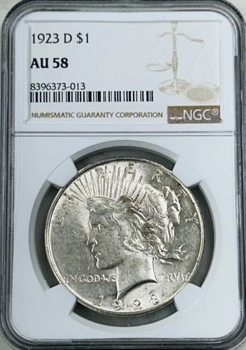 1923 D Peace Silver Dollar NGC AU58 Better Date/Mint Peace