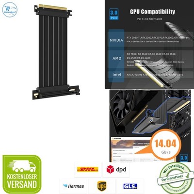 Kein Markenname PCIe 3.0 x16 Riser Kabel 150mm für Low-End GPUs Schwarz