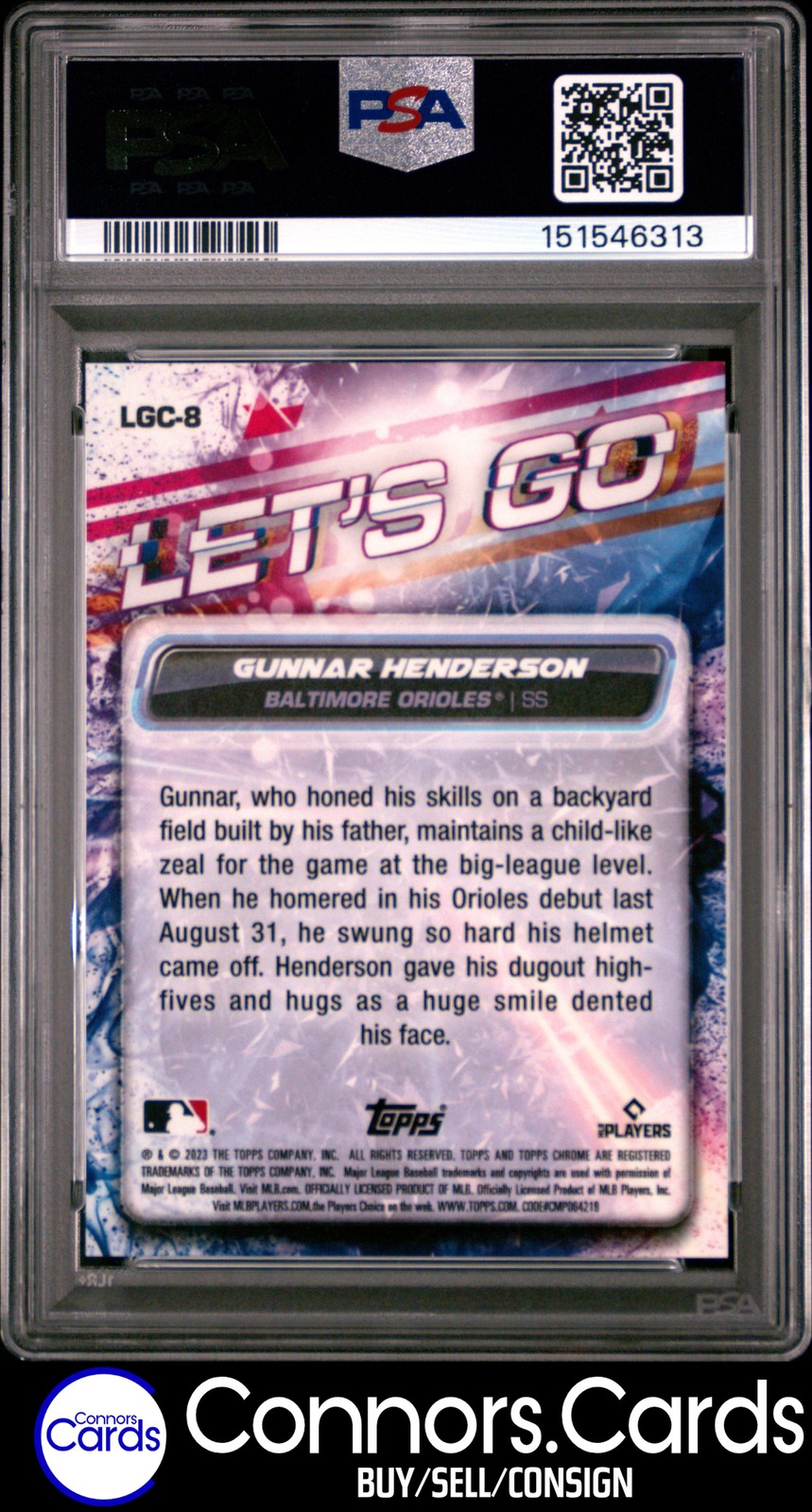 Gunnar Henderson Rookie PSA 10 2023 Topps #LGC-8 Let's Go Chrome CASE HIT SSP view 2