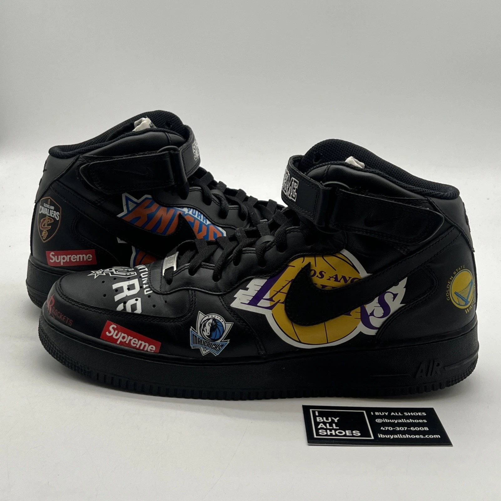 Taille 13   Nike Supreme x NBA x Air Force 1 07 noir moyen (AQ8017 001)