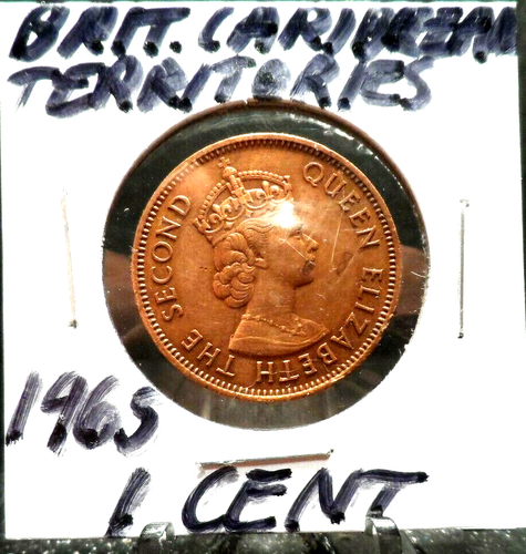 CIRC. MONETA 1 CENTESIMO 1965 TERRITORIO BRITANNICO DEI CARAIBI (110519)..... - Foto 3 di 3