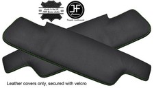GREEN STITCHING 2X SUN VISORS REAL LEATHER COVERS FITS PORSCHE 914 1969-1976