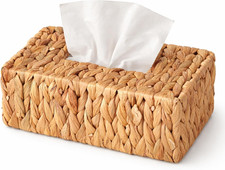 Water Hyacinth Wicker Tissue Box Cover Rectangle, Kleenex Box Cover, Seagrass Ti