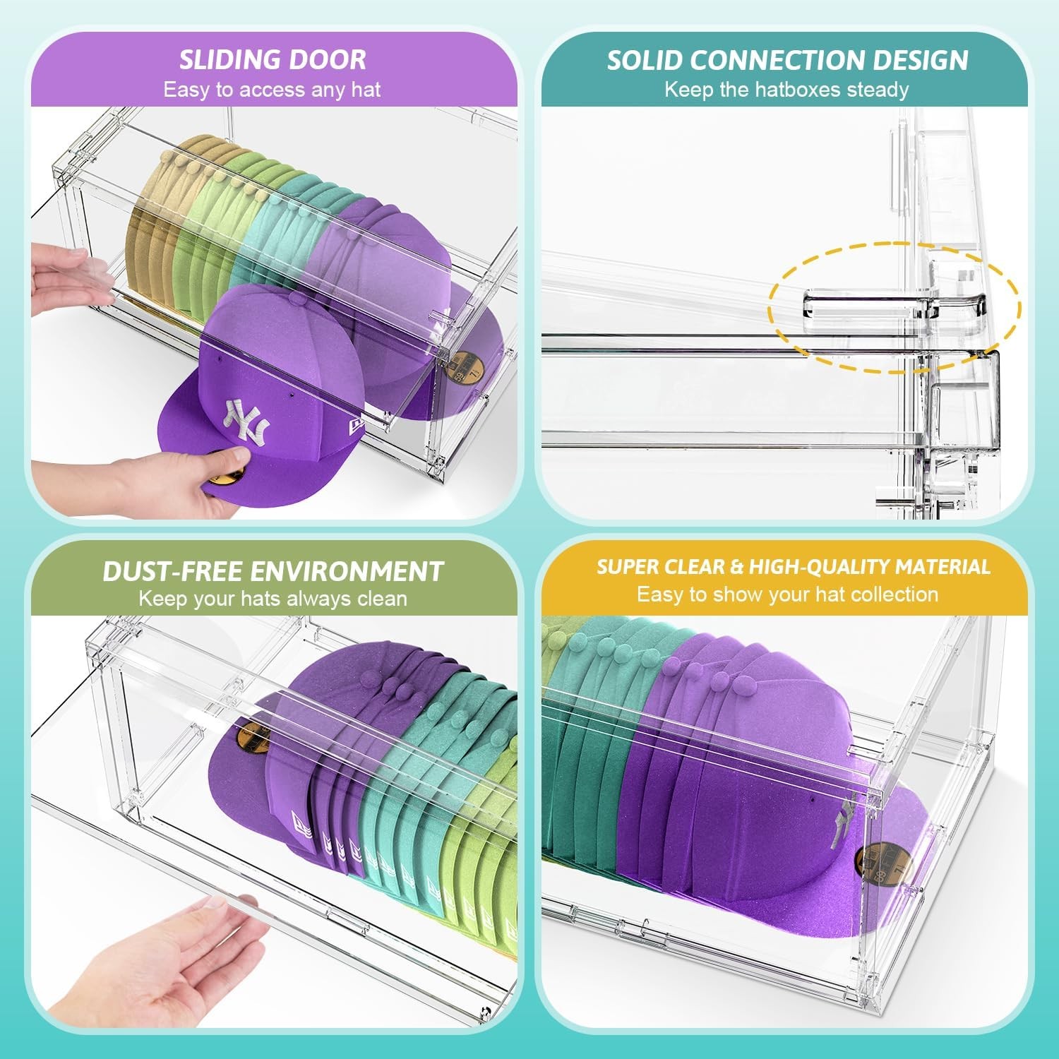 Hat storage box, stackable storage box, with slid… - image 4