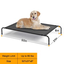 Portable In/Outdoor Pet Cot 50" Cooling Elevated Dog Bed with Metal Frame Raised