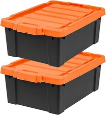 12 Gallon Lockable Storage Bins W/ Lids 2 Pack Made in USA Heavy Duty Stackable
