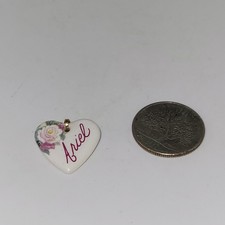 Ariel Heart Shaped Kiln Fired Porcelain Metal Bail  Pendant ONLY Flower