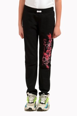 Emporio Armani EA7 Girls Black Logo Print Track Sweat Pants