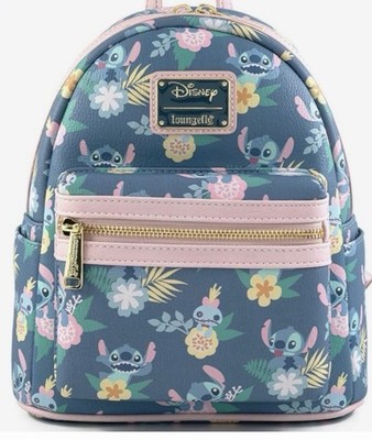 Loungefly Disney Stitch Floral Pineapples Mini Backpack w/ Matching Wallet VGC