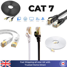 Cat7 Flat RJ45 Ethernet Patch Cable Network LAN Lead 2m 5m 10m 15m Black White