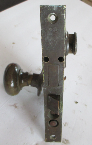 VINTAGE ART DECO DOOR Pull Handle Latch Brass Bronze Lock Knob C96 - Picture 5 of 15