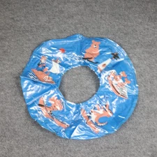 Vintage Doughboy Blue Inflatable Swim Ring Tube Cartoon Animals Pool Toy