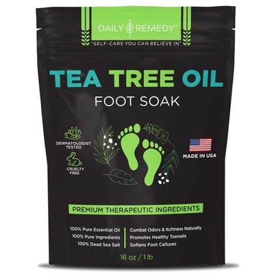 Tea Tree Oil Foot Soak with Epsom Salt - Made in 1 Pound (Pack of 1), Black 