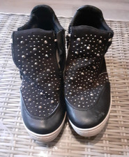 Apple Footwear Black Studded Wedge High Top Trainers - Size 5 (38)