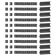 15 Set Adjustable Cube Price Tag Black Alloy Counter Stand Thousand Digit
