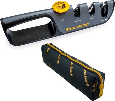   Knife Sharpener W/ Adjustable Angle Guide   Diamond-Coated Ceramic Sharpening