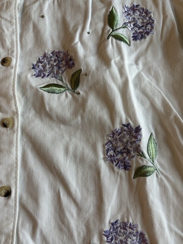 The Quacker Factory Hemd Jacke Knopf Langarm Gr. L Blumen Strass - Bild 5 von 14