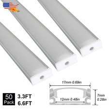 50 Pack 6.6FT/2M Led Aluminum Channel Holder With Milky Cover U-Channel For Led
