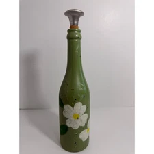 VTG Sprinkle Bottle Hand Painted with Daisy Flower Design Metal Sprinkler Top