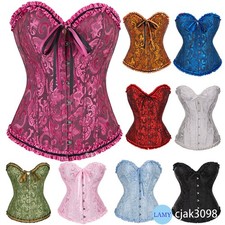 Women's Sexy Bustier Bridal Corset Top Satin Layering Lace-Up Lingerie Plus Size