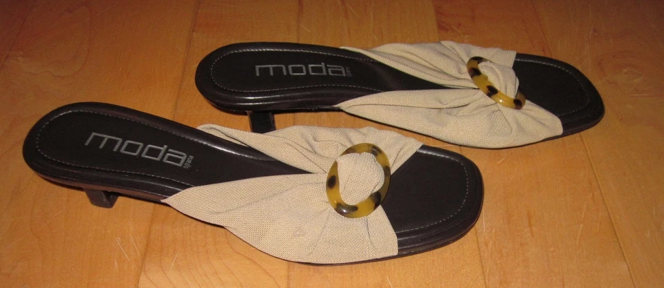 Nuevas Sandalias Moda Spana Wms Tostadas/Caqui Elastizadas Tacones 7.5 Foto 2 de 4