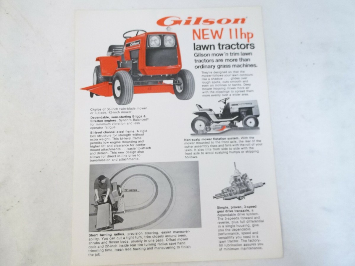 Gilson Models 52051 52052 11 Lawn Tractors Brochure