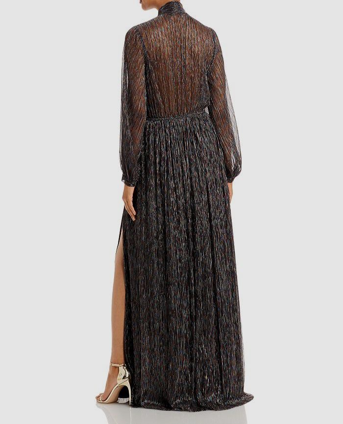 $525 Black Halo Women's Black Rainbow Lam Collar Tie Soliana Gown Dress  Size 0 | eBay