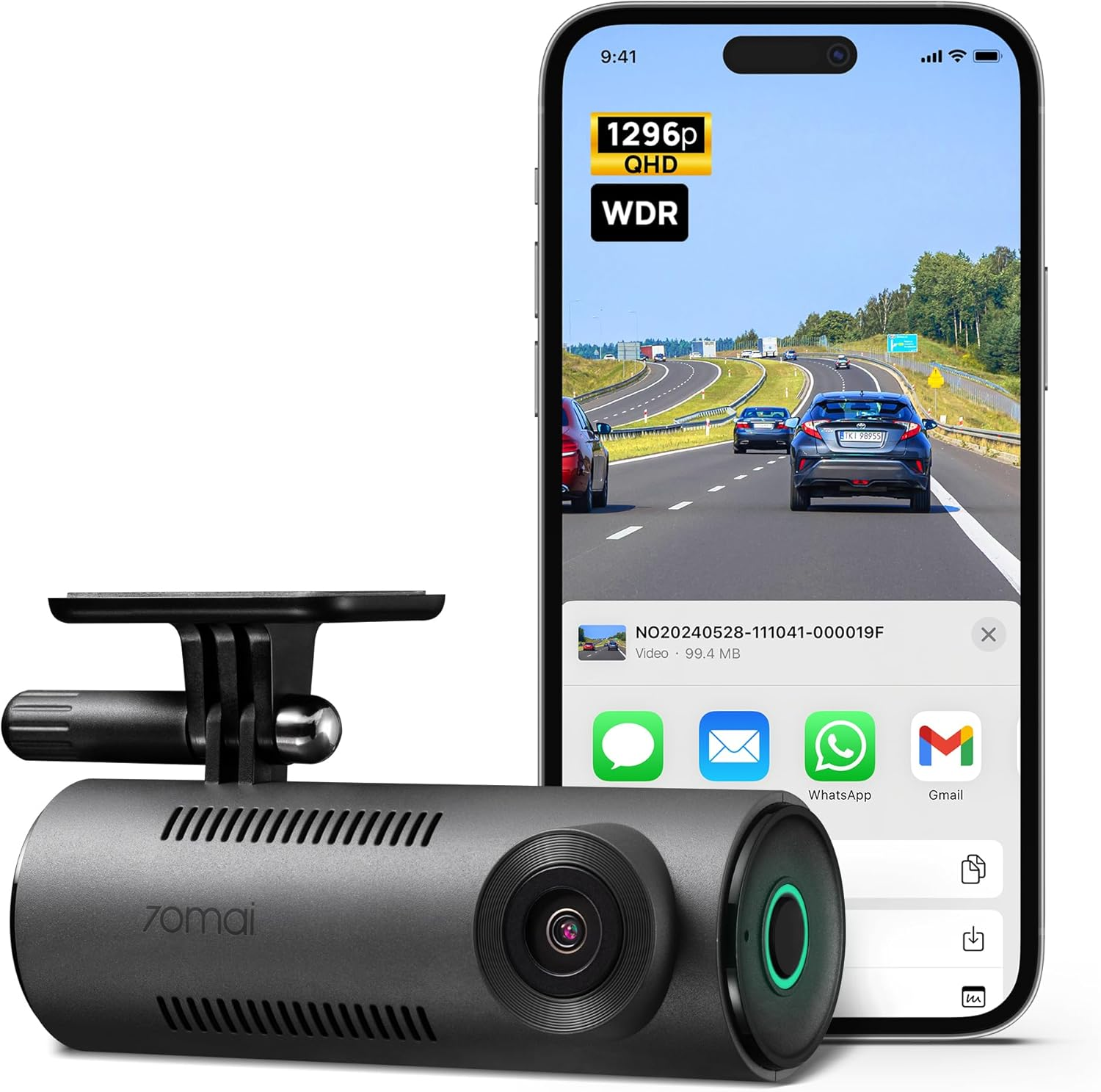 M310 Dash Cam 1296P QHD with Built-in WiFi and 130° Wide Angle for Cars-image