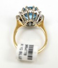 14k Two Tone Yellow & White Gold Blue Topaz & Diamond Halo Ring Size 6.75 — photo 6