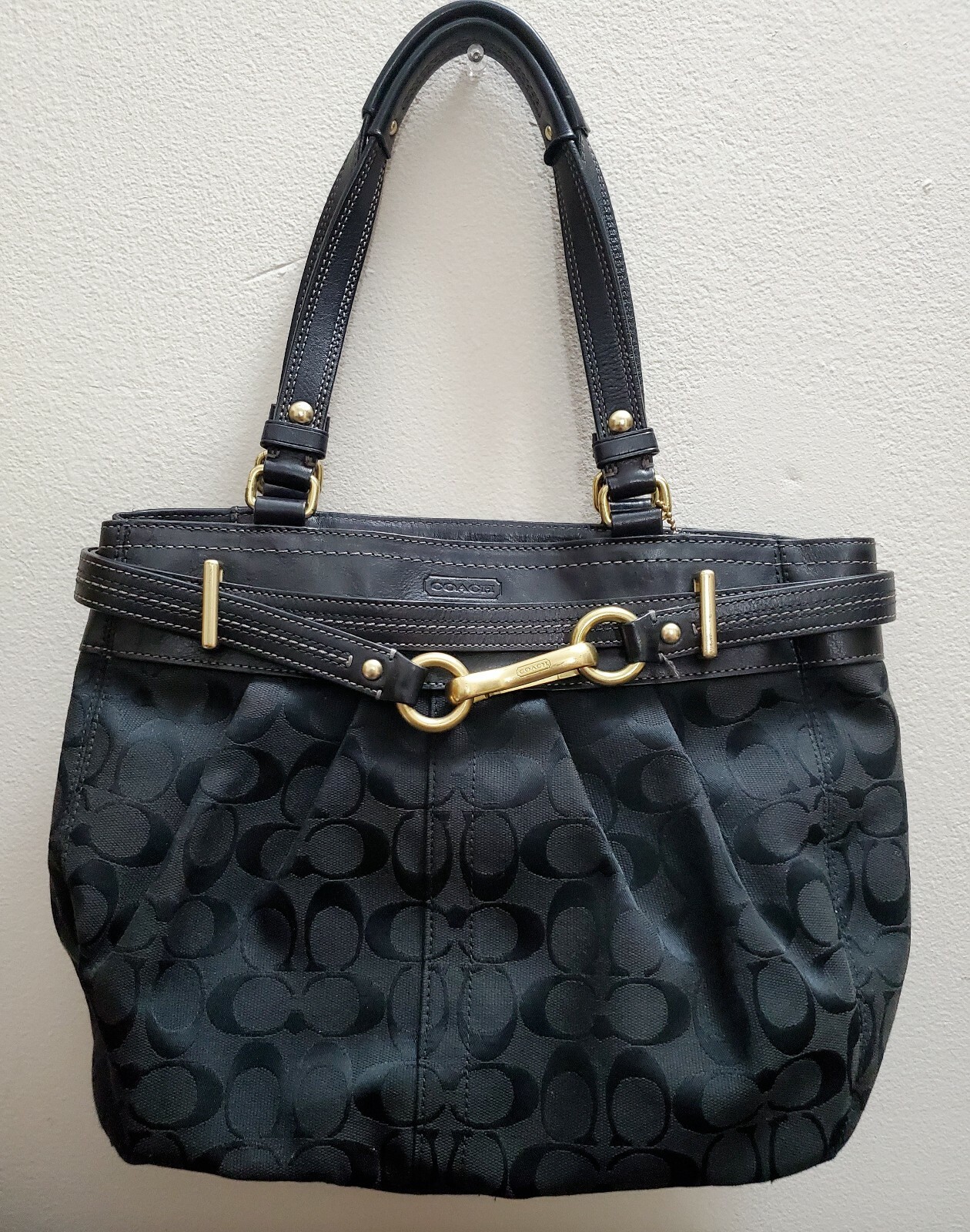 Coach Zip Top Signature Jacquard Canvas Tote Bag Gem