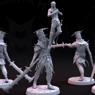 TORMENTED CHAOS KNIGHT MARAUDER CHIEFTANS - D&D RPG Proxy Mini Monster Mayhem