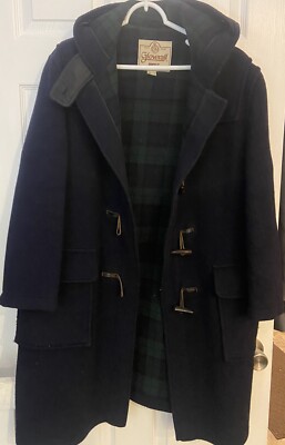 Vintage Gloverall Duffle Coat Women’s 12 Navy Plaid Lined Tartan Toggle  Heavy - Main Image