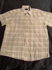Browning Men  s Short Sleeve 2XL Button Down Shirt Yellow/White Plaid