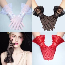 Ladies Sheer Short Finger Gloves Elegant Mesh Gloves for Bridal Party Wedding US